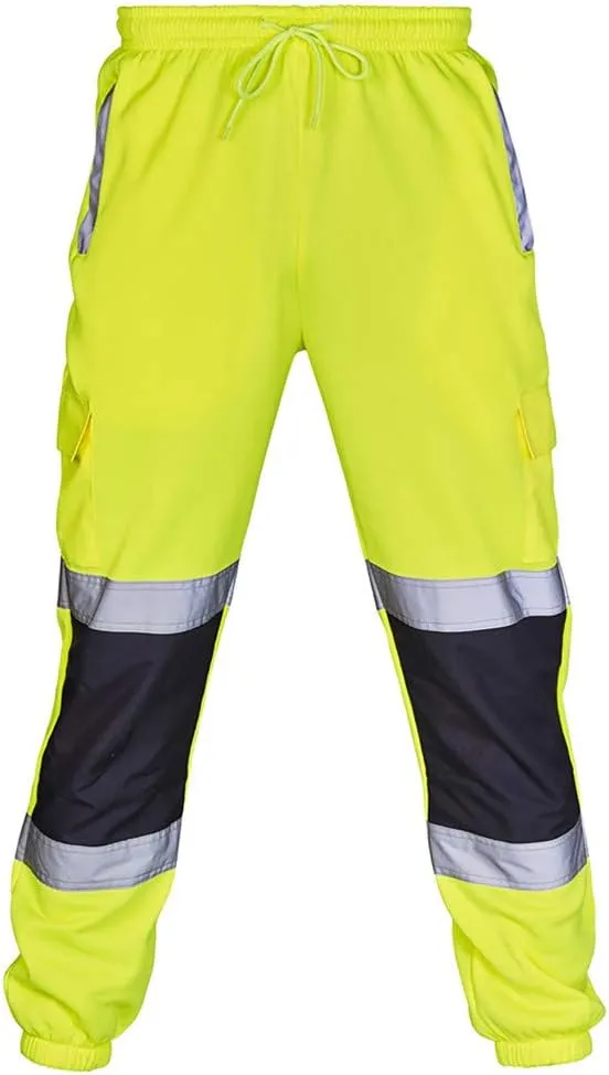 RTRDE Men's Hi Vis Lightweight Work Pants Flex Tactical Fishing Hiking Casual Cargo Pants, S-2XL