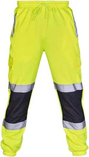 RTRDE Men's Hi Vis Lightweight Work Pants Flex Tactical Fishing Hiking Casual Cargo Pants, S-2XL