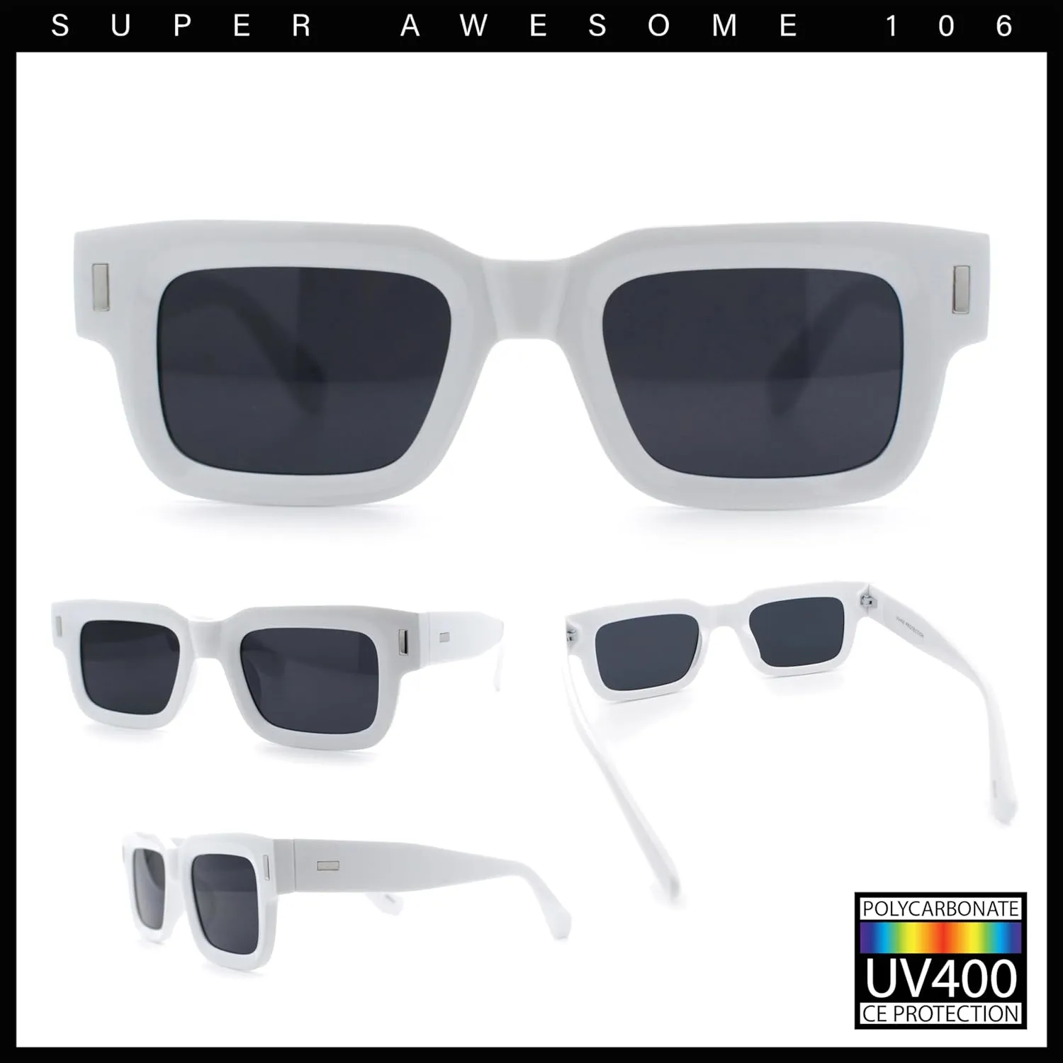 SA106 Hipster Thick Plastic Horn Rim Rectangle Gentleman Fashion Sunglasses