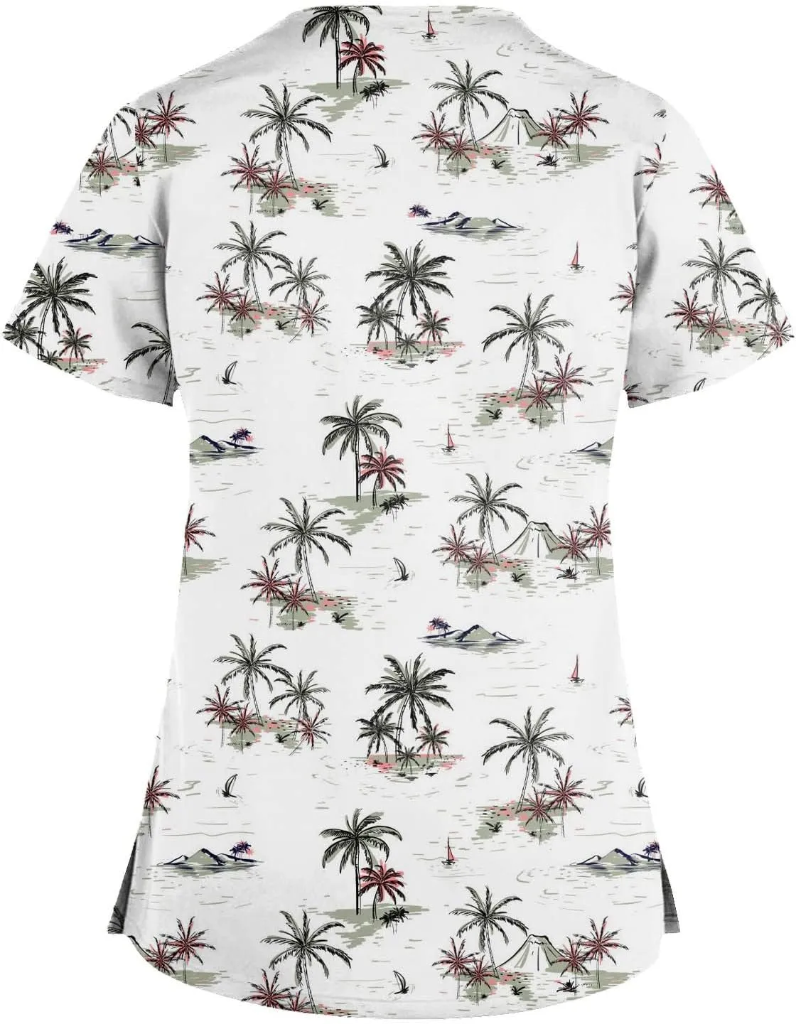 Scrub Tops Women Print Short Sleeve Working T-Shirts Criss Cross V Neck Fashion Nurse Uniforms Cute Care T Shirts
