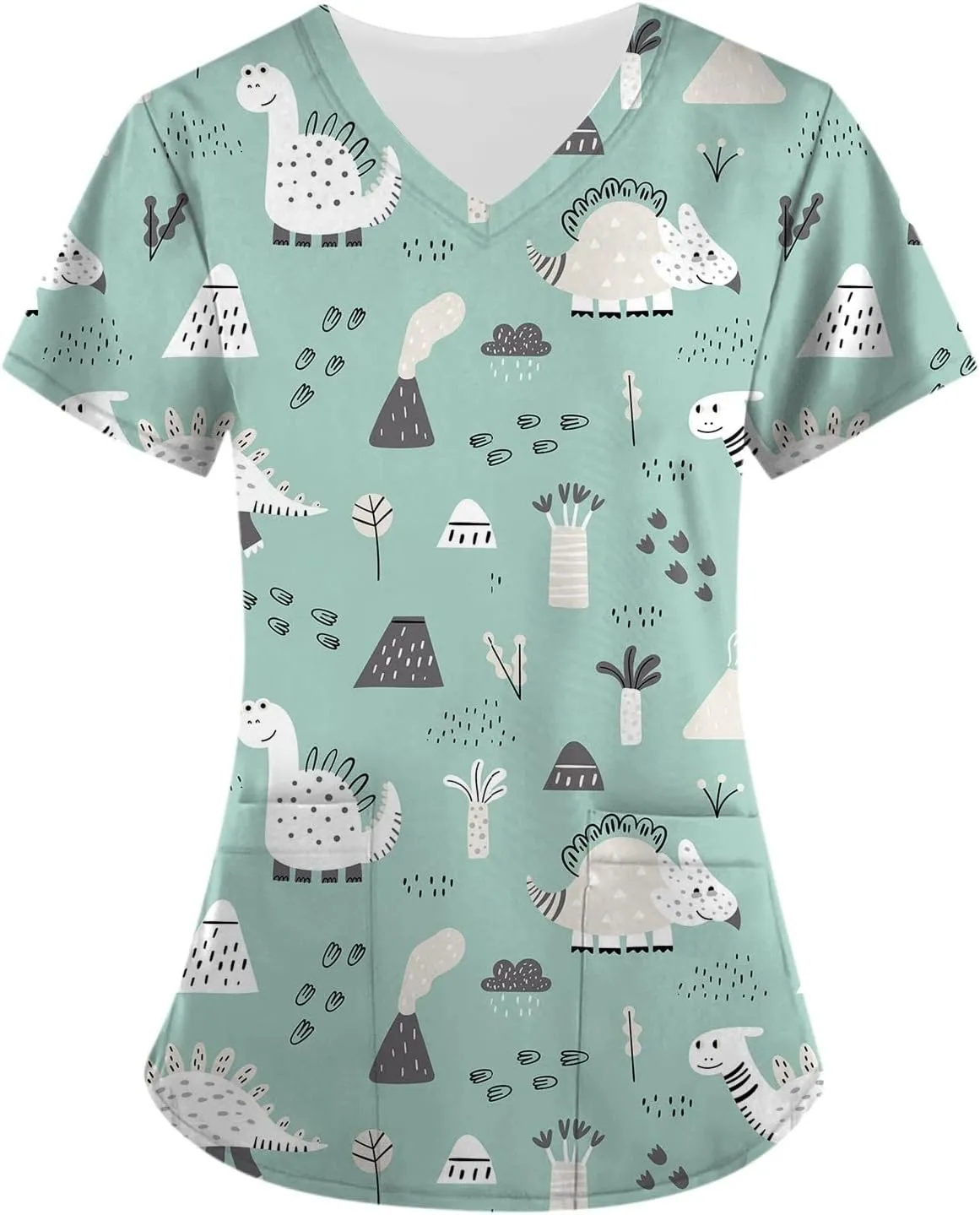Scrubs for Women Printed V Neck Care Workwear Short Sleeve Casual T Shirts Dressy Plus Size Working T-Shirts