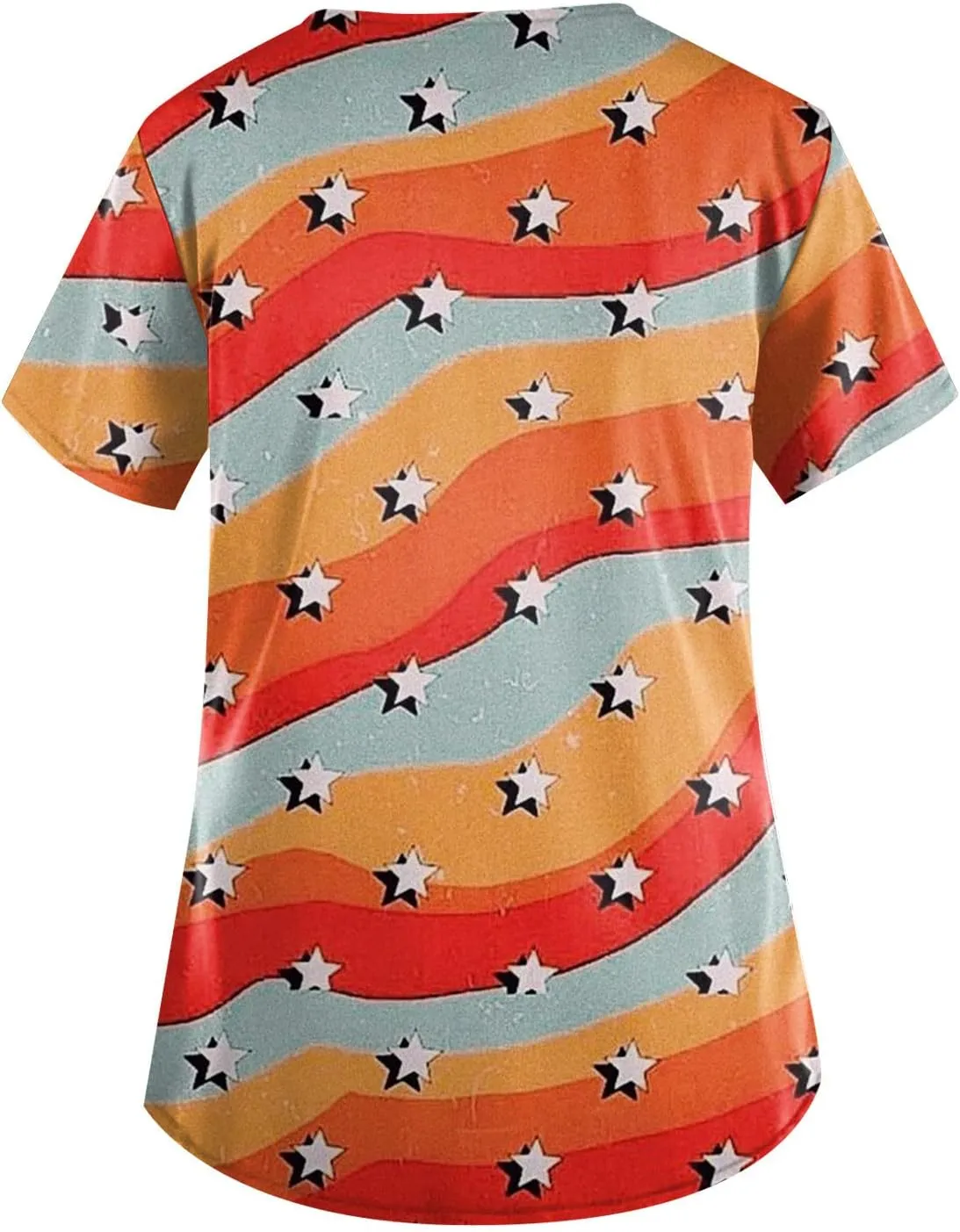 Scrubs for Women Printed V Neck Working T-Shirts Short Sleeve Dressy Care Workwear Summer Plus Size T Shirts
