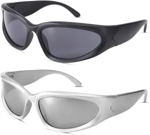 SCVGVER Wrap Around Fashion Sunglasses Oval Dark Vintage Sunglasses for Men Women Fishing Sports Shades UV400 Eyeglasses