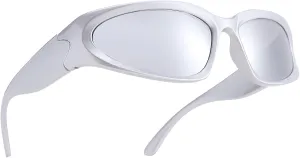 SCVGVER Wrap Around Fashion Sunglasses Oval Dark Vintage Sunglasses for Men Women Fishing Sports Shades UV400 Eyeglasses