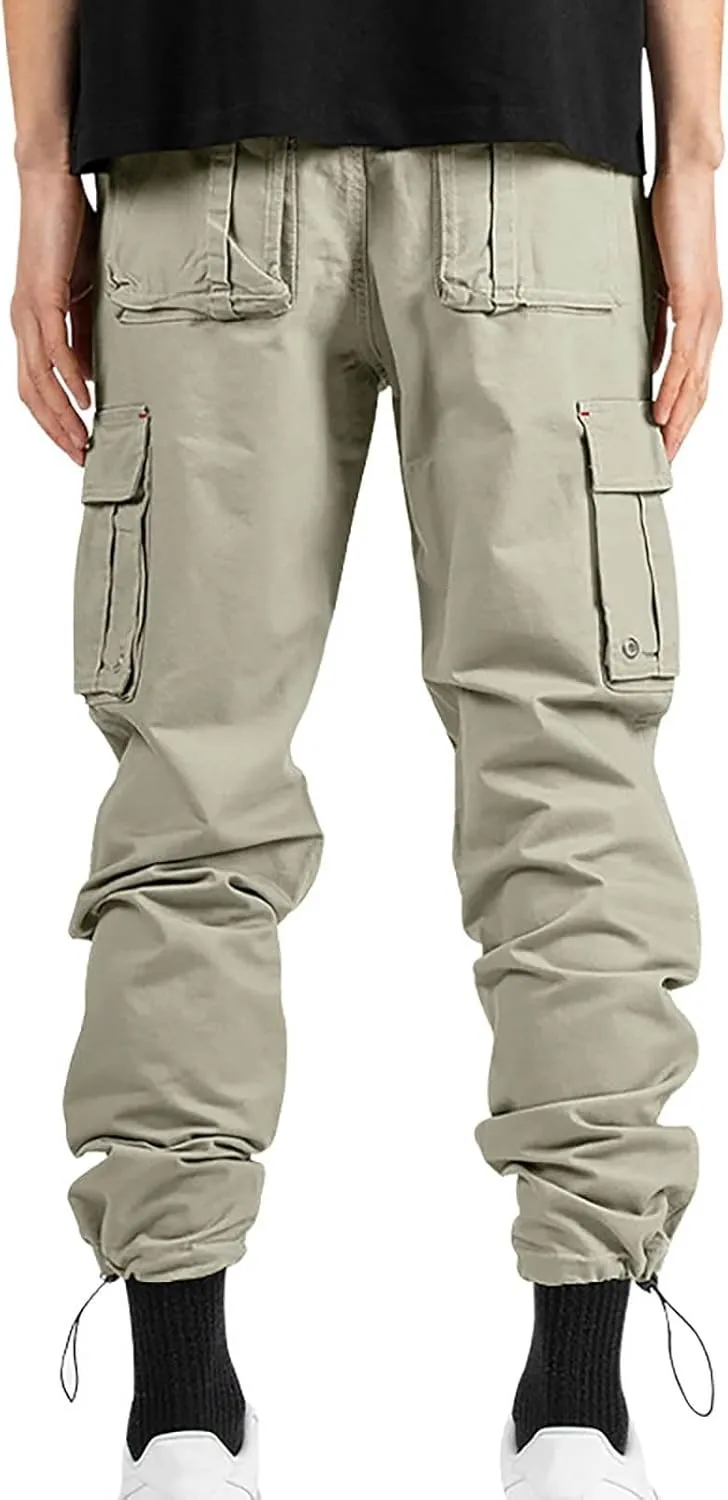 SGASY Mens Cargo Pants Water Resistant Relaxed Fit Hiking Work Pants Multi Pockets Ripstop Flex Baggy Camo Tactical Pants