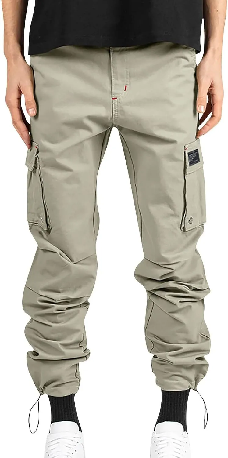 SGASY Mens Cargo Pants Water Resistant Relaxed Fit Hiking Work Pants Multi Pockets Ripstop Flex Baggy Camo Tactical Pants