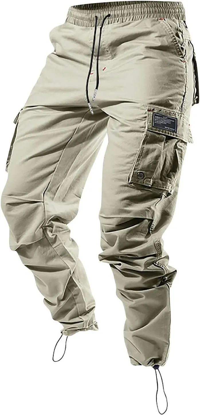 SGASY Mens Cargo Pants Water Resistant Relaxed Fit Hiking Work Pants Multi Pockets Ripstop Flex Baggy Camo Tactical Pants