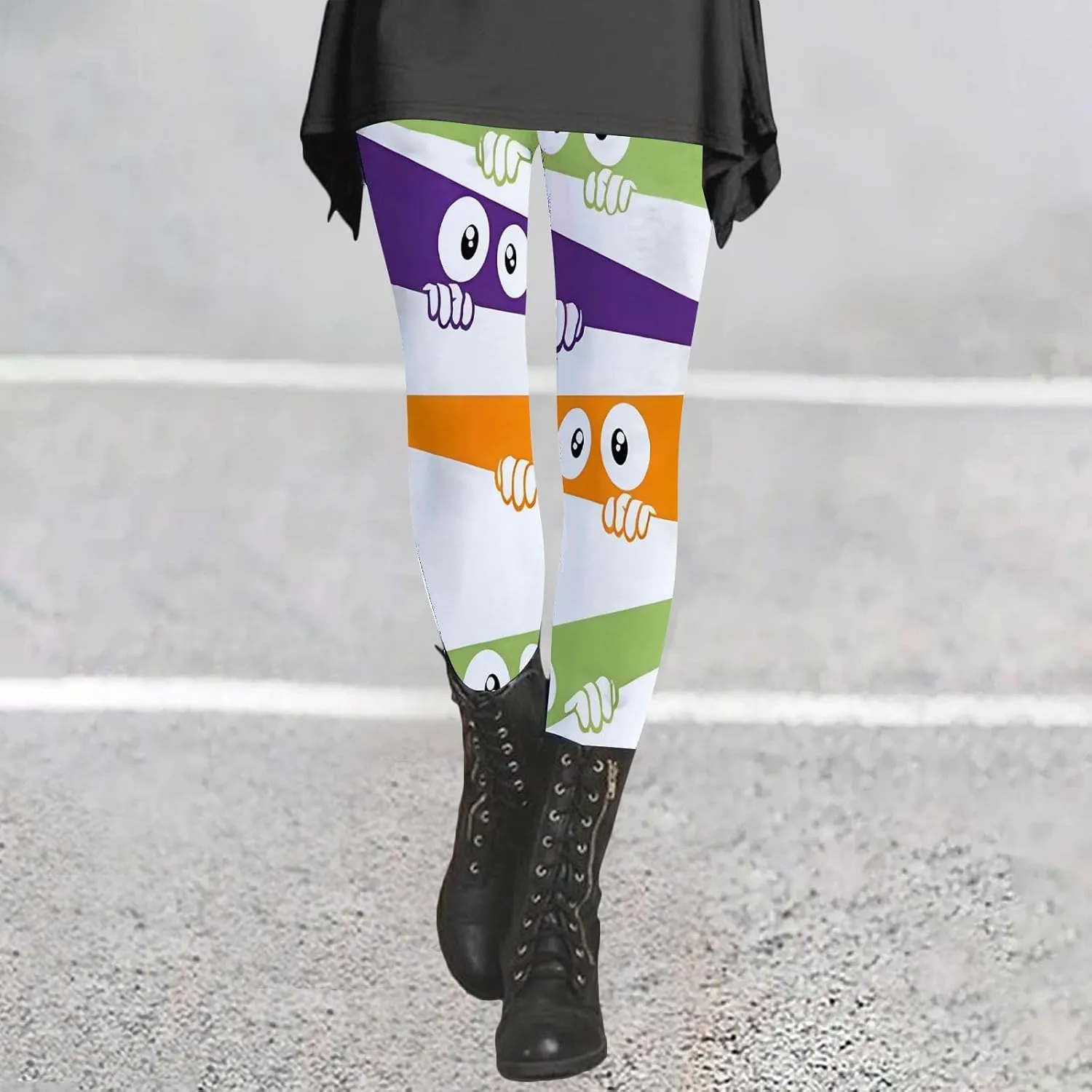 Sheer Print Capri Leggings for Women Women's Printed Yoga Pants with 2 Pockets Christmas Legging Womens