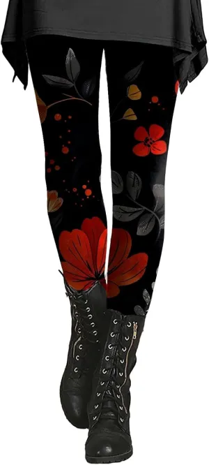 Sheer Print Capri Leggings for Women Women's Printed Yoga Pants with 2 Pockets Christmas Legging Womens