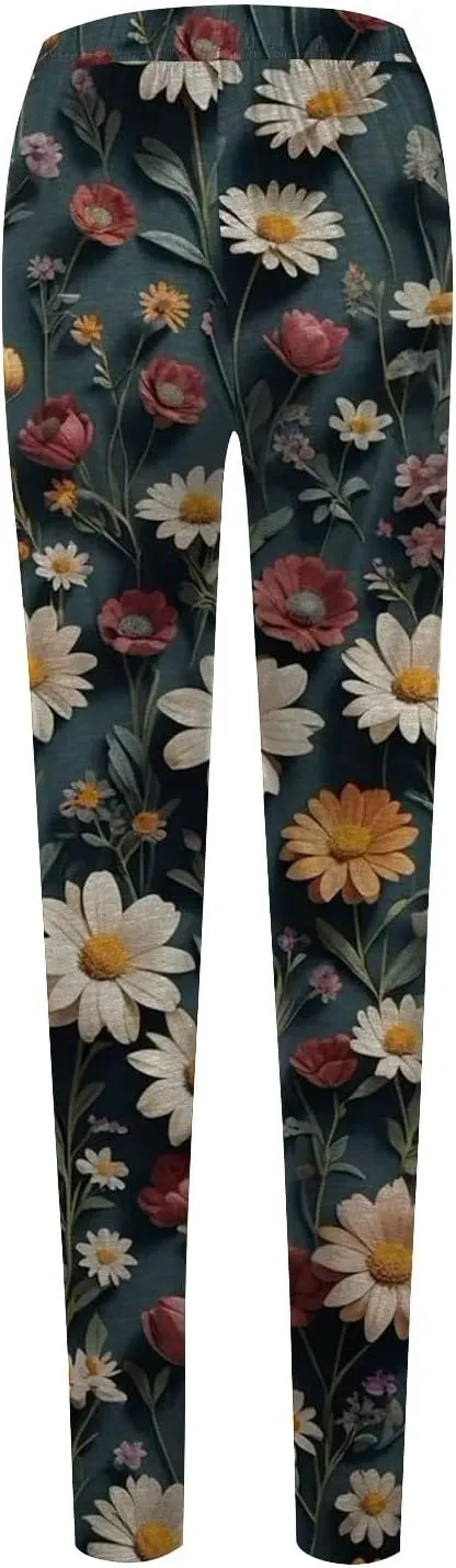 Sheer Print Capri Leggings for Women Women's Printed Yoga Pants with 2 Pockets Christmas Legging Womens
