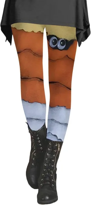 Sheer Print Capri Leggings for Women Women's Printed Yoga Pants with 2 Pockets Christmas Legging Womens
