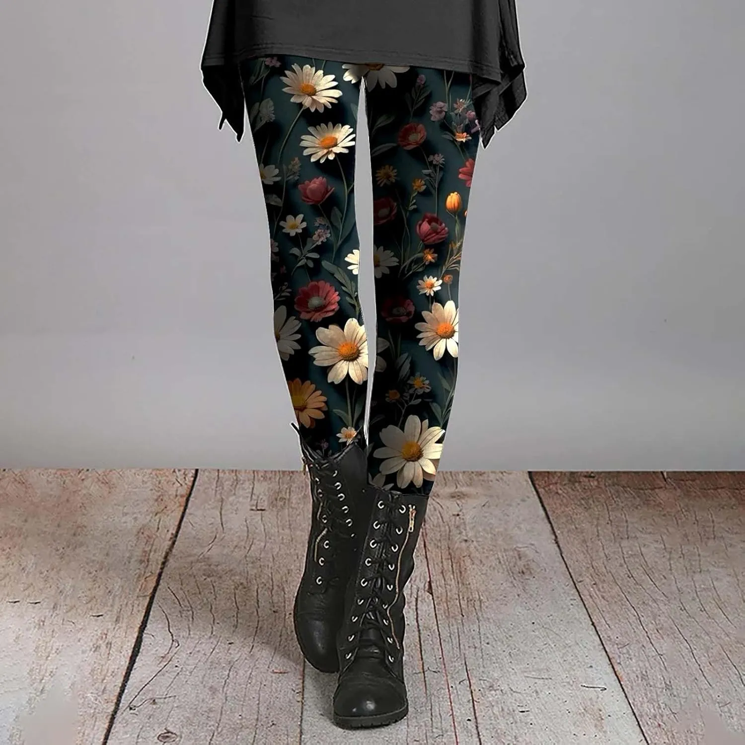 Sheer Print Capri Leggings for Women Women's Printed Yoga Pants with 2 Pockets Christmas Legging Womens