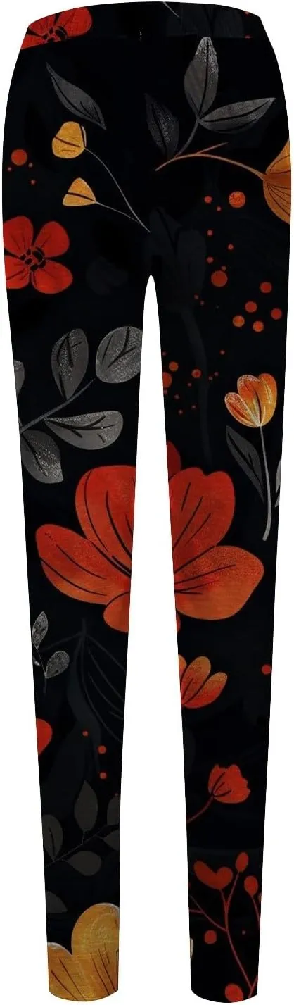 Sheer Print Capri Leggings for Women Women's Printed Yoga Pants with 2 Pockets Christmas Legging Womens