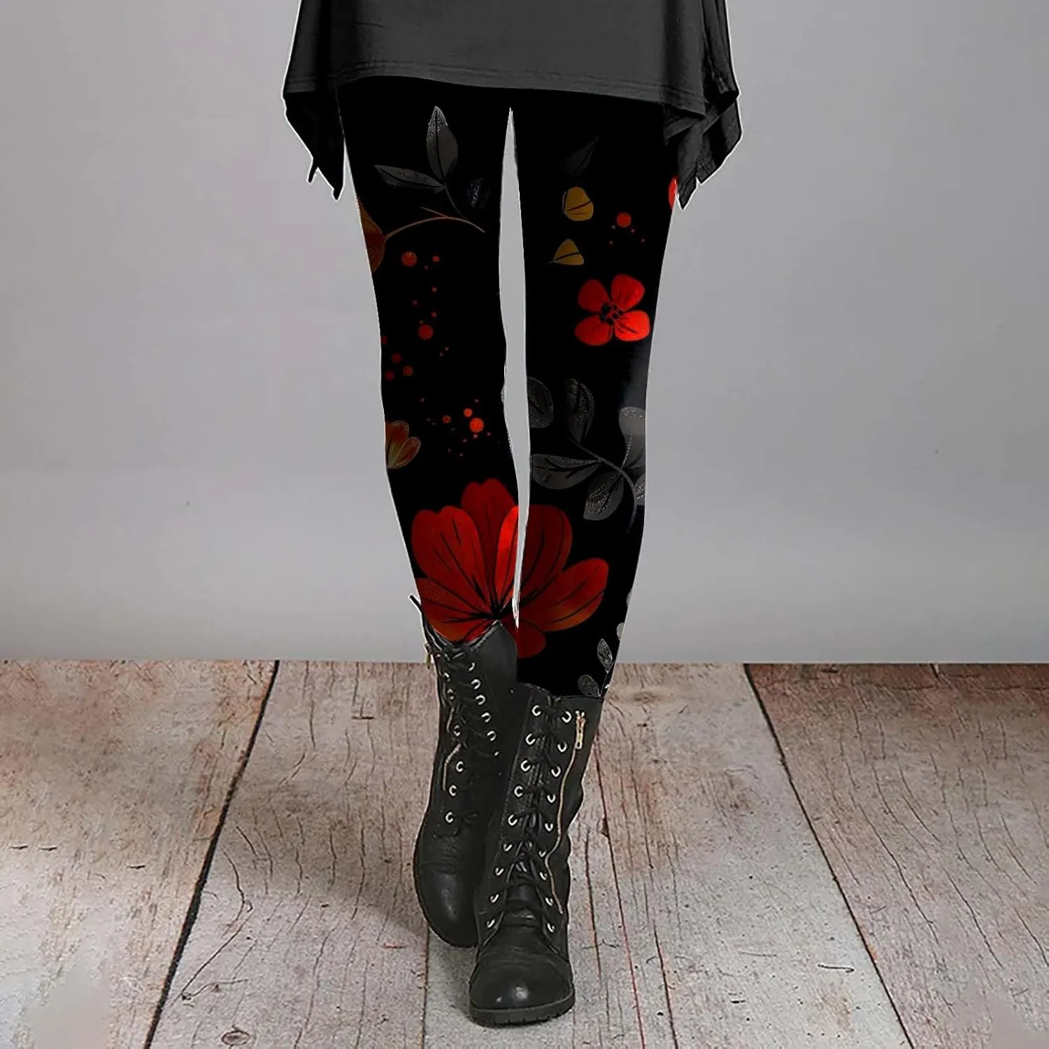 Sheer Print Capri Leggings for Women Women's Printed Yoga Pants with 2 Pockets Christmas Legging Womens
