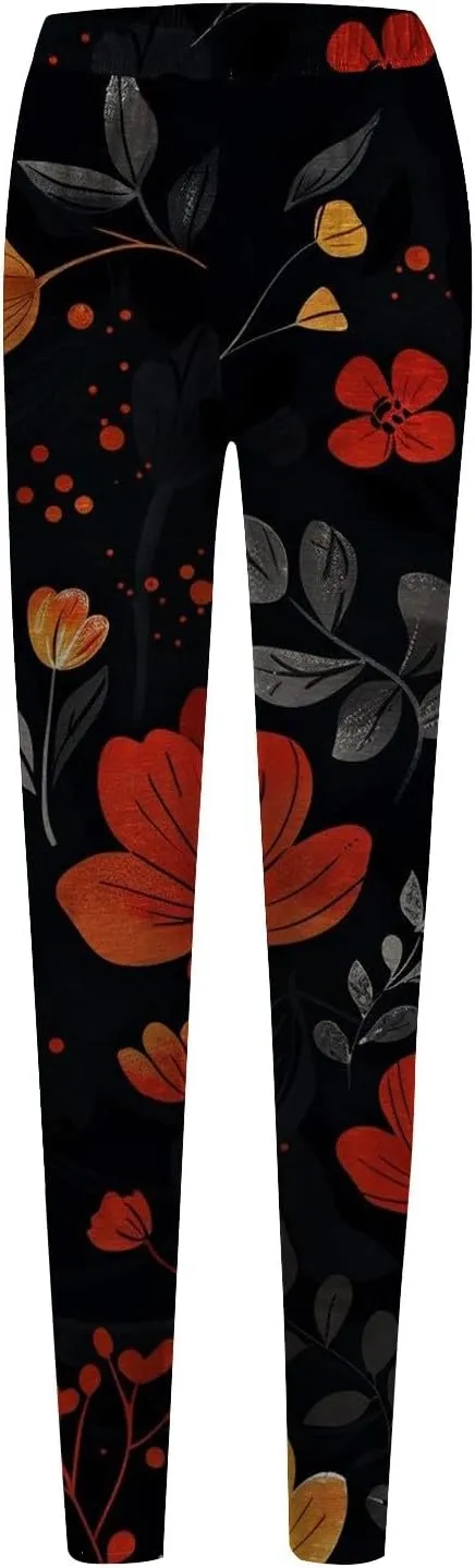 Sheer Print Capri Leggings for Women Women's Printed Yoga Pants with 2 Pockets Christmas Legging Womens
