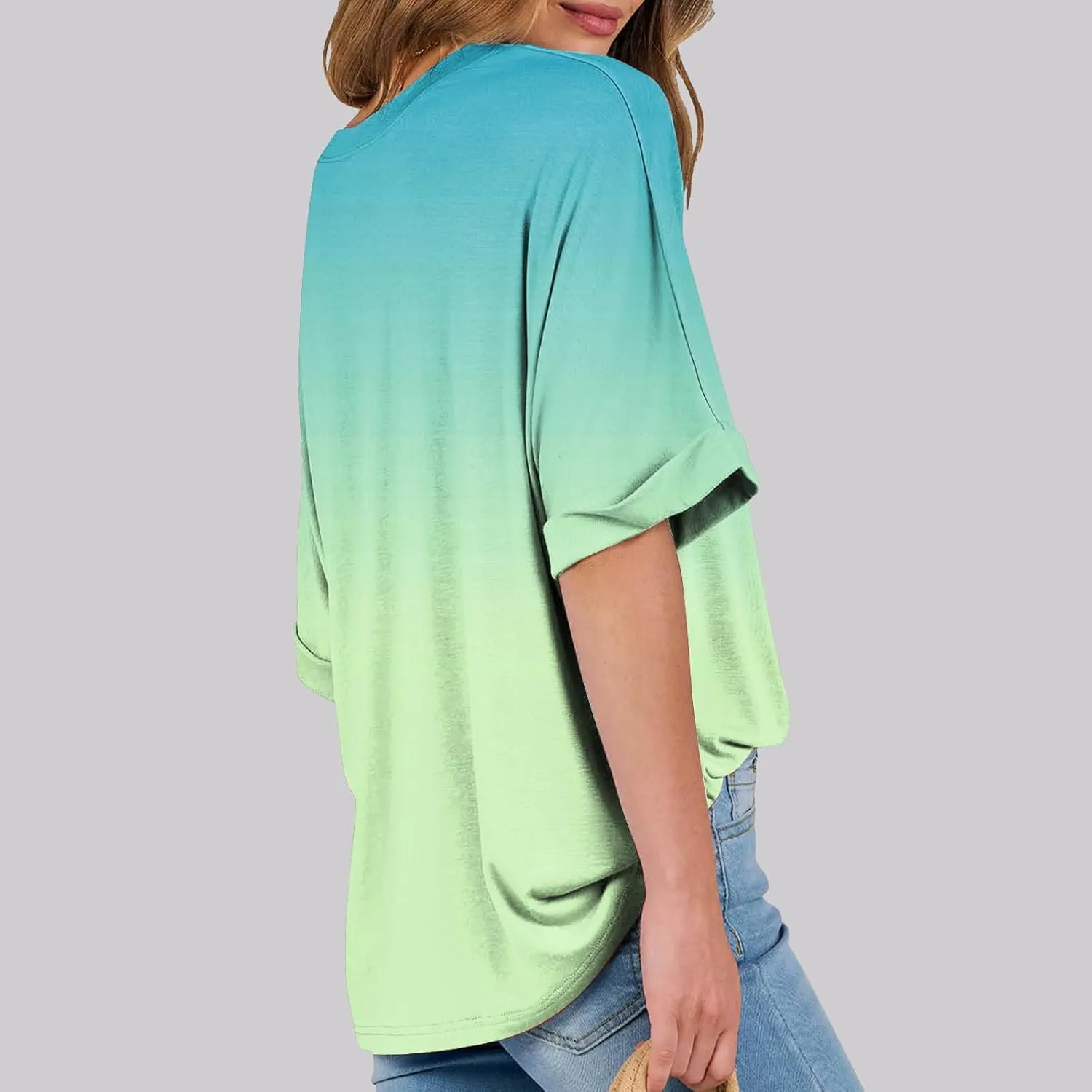 Short Sleeve Shirts for Women Womens Tops Trendy Casual Crewneck Loose Oversized Tees Plus Size Workout Clothes