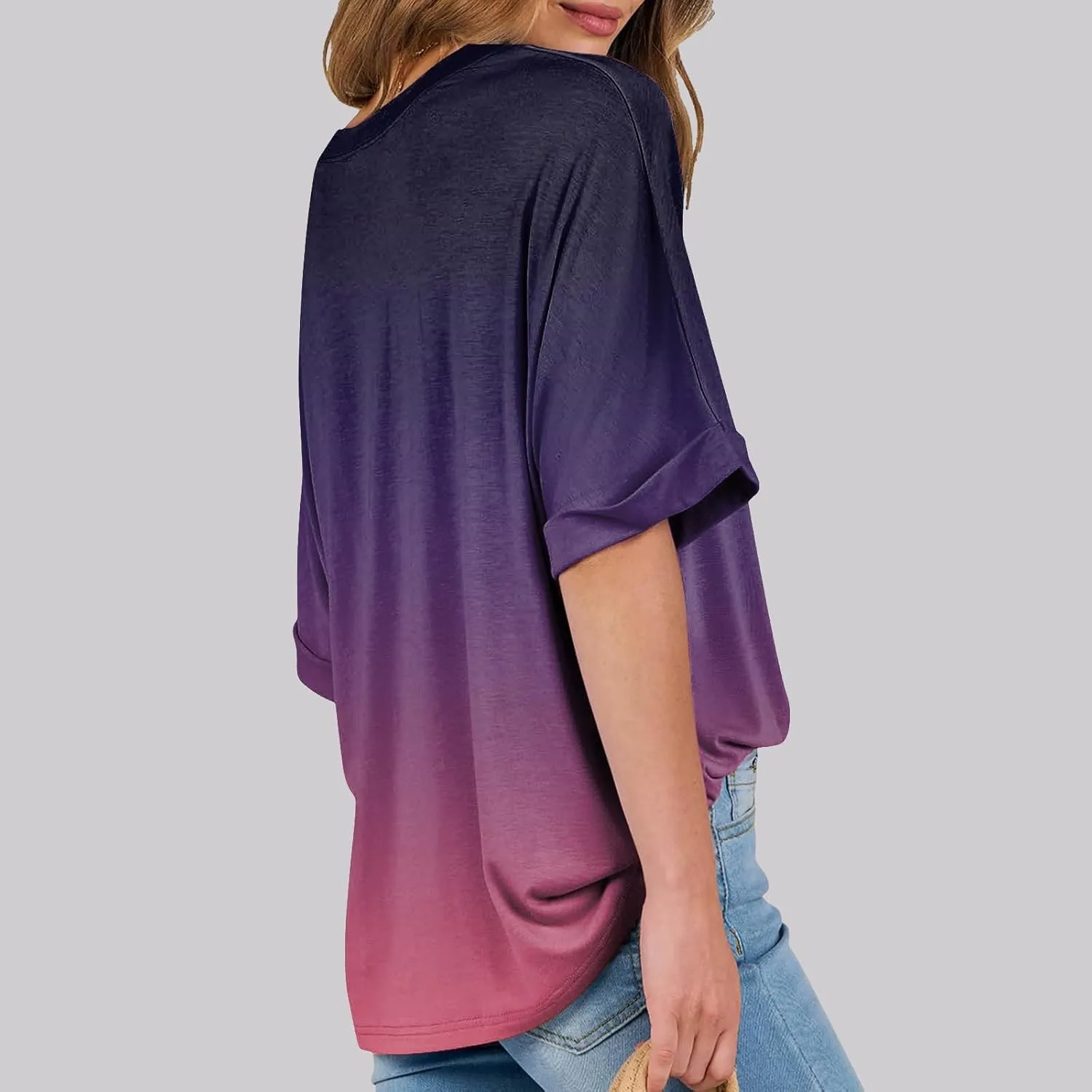Short Sleeve Shirts for Women Womens Tops Trendy Casual Crewneck Loose Oversized Tees Plus Size Workout Clothes