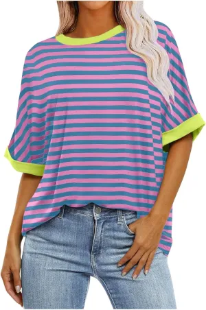 Short Sleeve Shirts for Women Womens Tops Trendy Casual Crewneck Loose Oversized Tees Plus Size Workout Clothes