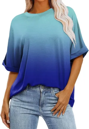 Short Sleeve Shirts for Women Womens Tops Trendy Casual Crewneck Loose Oversized Tees Plus Size Workout Clothes