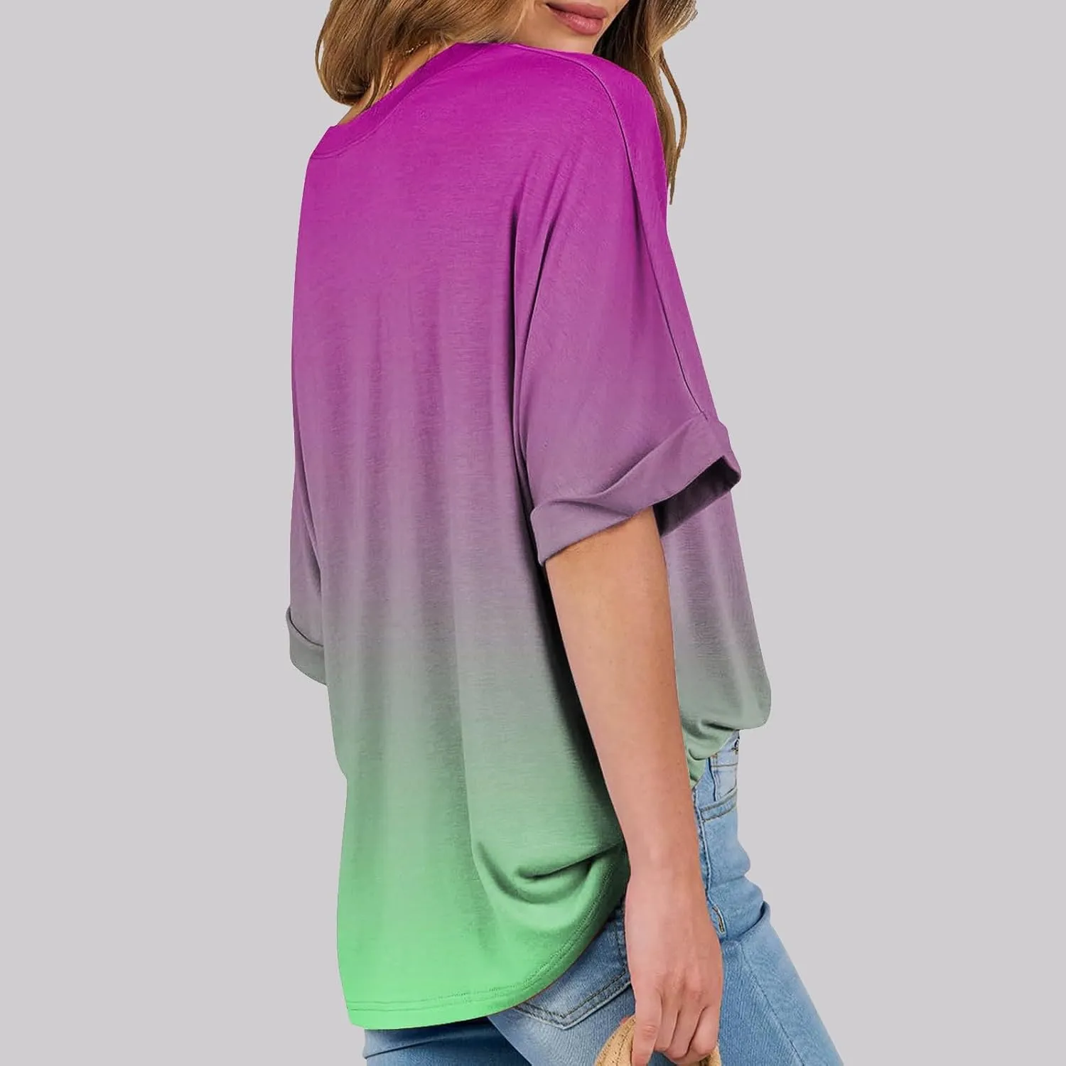 Short Sleeve Shirts for Women Womens Tops Trendy Casual Crewneck Loose Oversized Tees Plus Size Workout Clothes