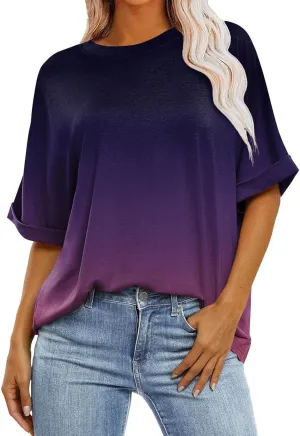 Short Sleeve Shirts for Women Womens Tops Trendy Casual Crewneck Loose Oversized Tees Plus Size Workout Clothes