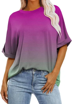 Short Sleeve Shirts for Women Womens Tops Trendy Casual Crewneck Loose Oversized Tees Plus Size Workout Clothes