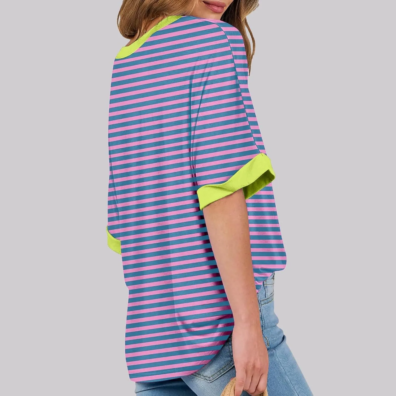 Short Sleeve Shirts for Women Womens Tops Trendy Casual Crewneck Loose Oversized Tees Plus Size Workout Clothes