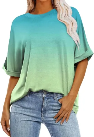 Short Sleeve Shirts for Women Womens Tops Trendy Casual Crewneck Loose Oversized Tees Plus Size Workout Clothes