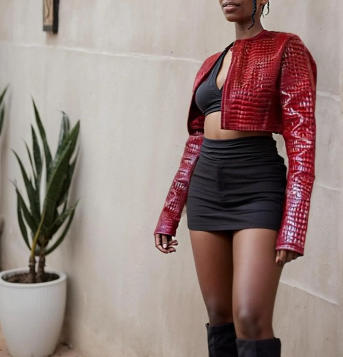 Snake Skin Jacket Faux Leather Cropped Jacket Y2K Bomber Jackets Motorcycle Coat Grunge Streetwear Coats