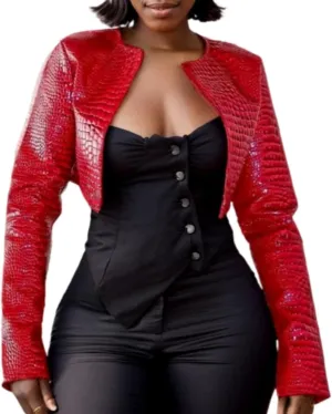 Snake Skin Jacket Faux Leather Cropped Jacket Y2K Bomber Jackets Motorcycle Coat Grunge Streetwear Coats