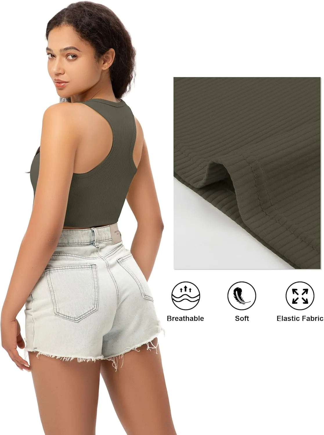 Sports Crop Tank Tops for Women Cropped Workout Tops Racerback Running Yoga Tanks Cotton Sleeveless Gym Shirts