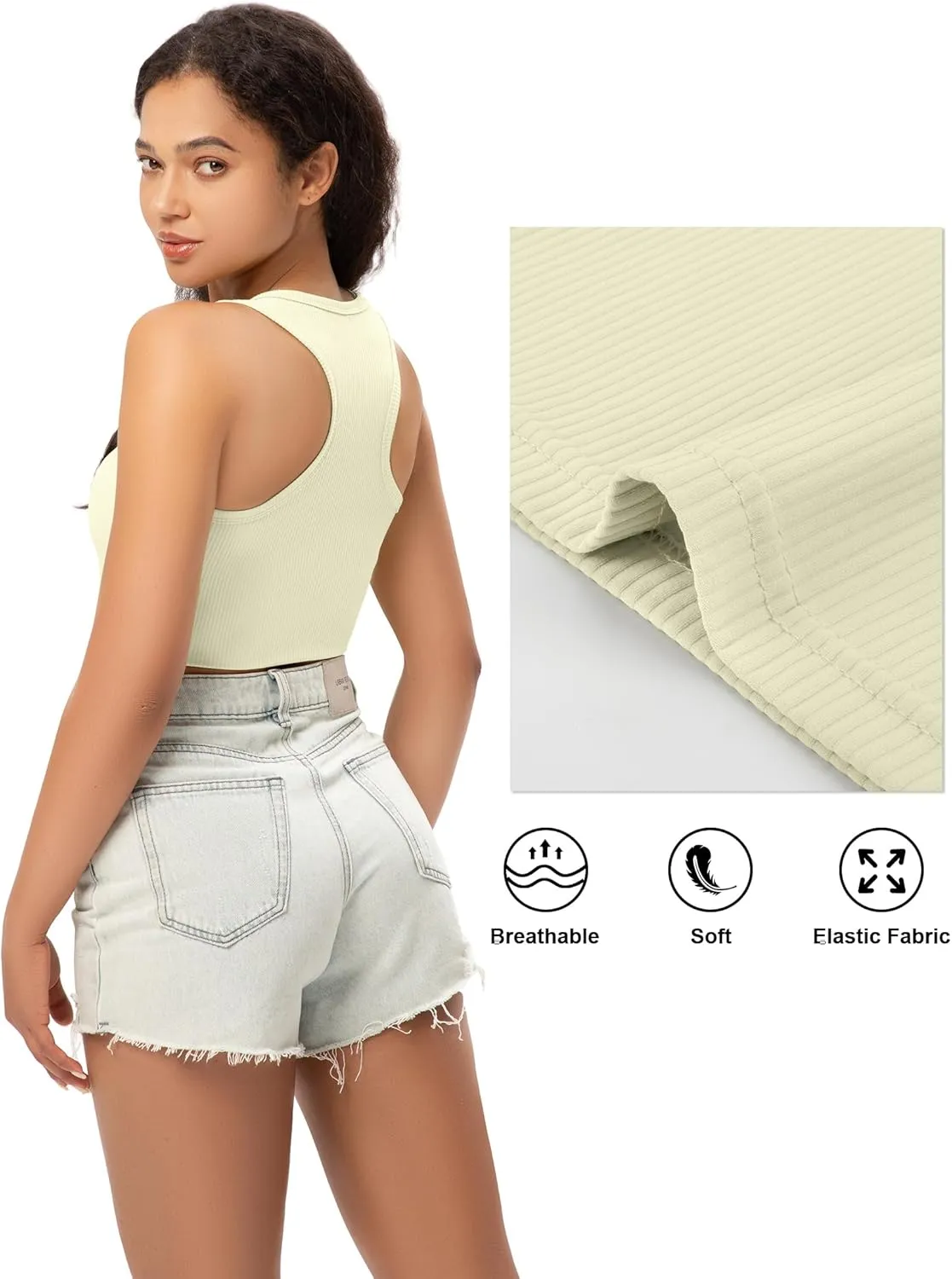 Sports Crop Tank Tops for Women Cropped Workout Tops Racerback Running Yoga Tanks Cotton Sleeveless Gym Shirts