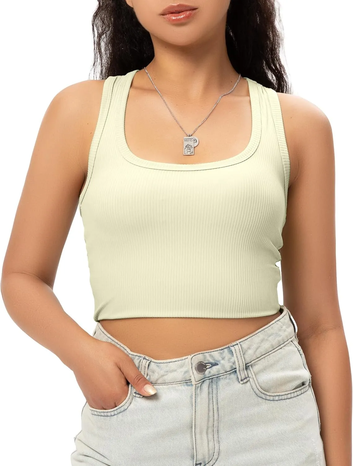 Sports Crop Tank Tops for Women Cropped Workout Tops Racerback Running Yoga Tanks Cotton Sleeveless Gym Shirts