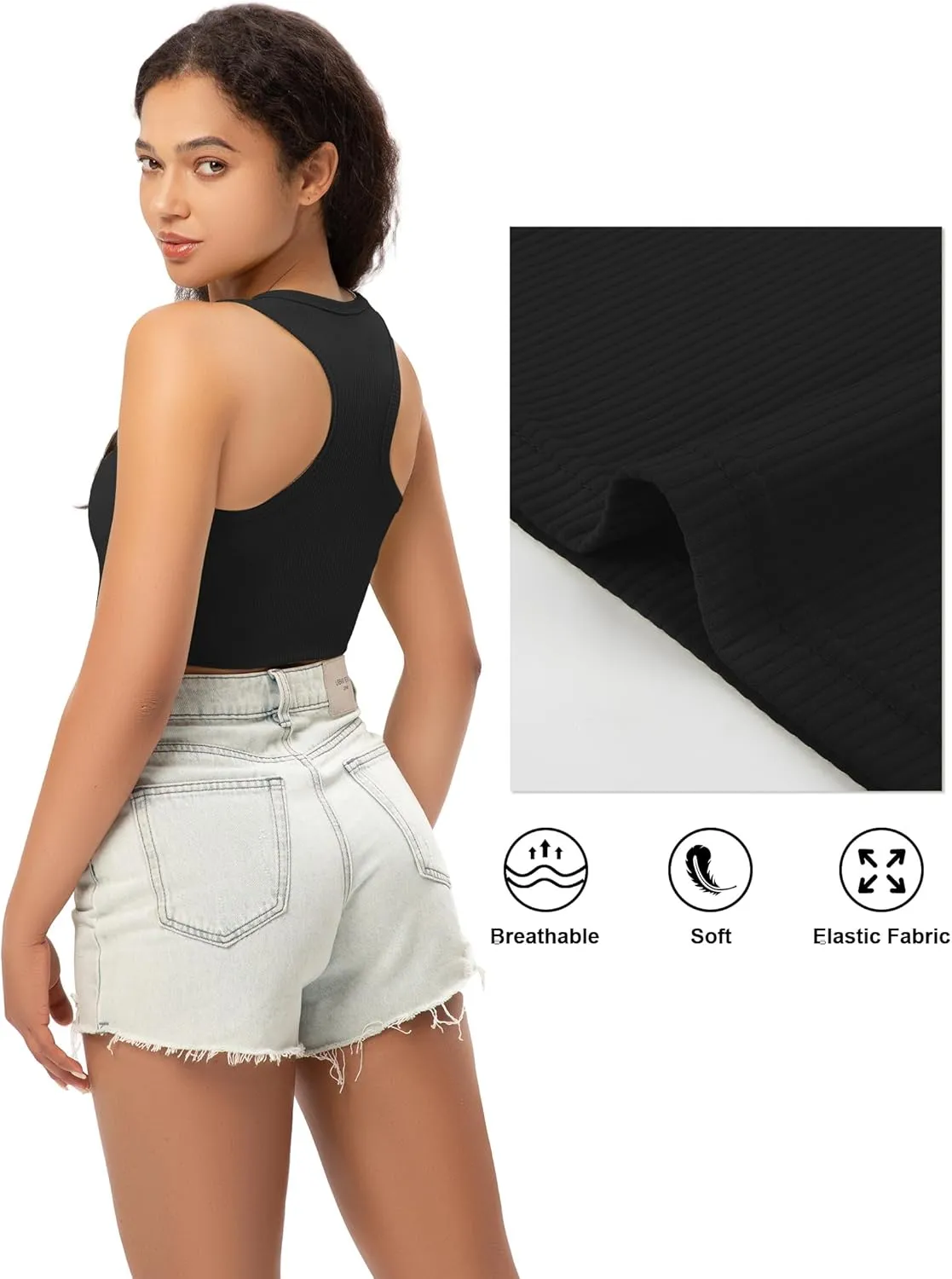 Sports Crop Tank Tops for Women Cropped Workout Tops Racerback Running Yoga Tanks Cotton Sleeveless Gym Shirts