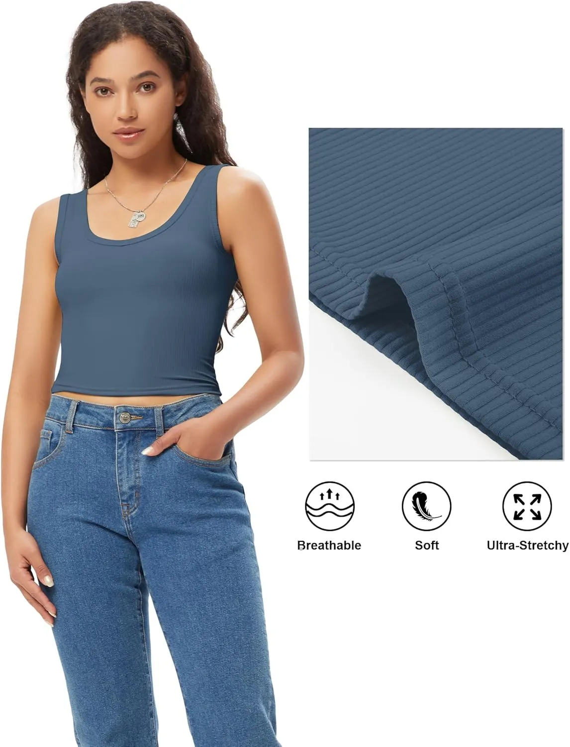 Sports Crop Tank Tops for Women Cropped Workout Tops V or Scoop Neckline Running Yoga Tanks Cotton Sleeveless Gym Shirts