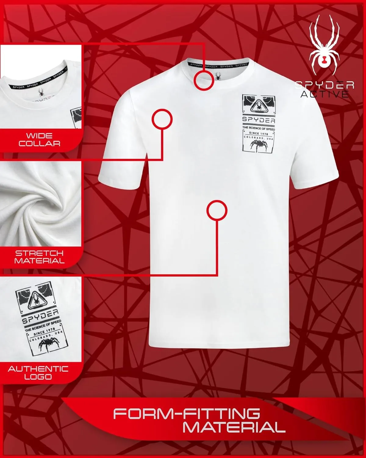 Spyder Mens Graphic T-Shirts - Soft Cotton Blend Classic Crewneck Short Sleeve Shirts for Men, Casual Shirts for Daily Wear