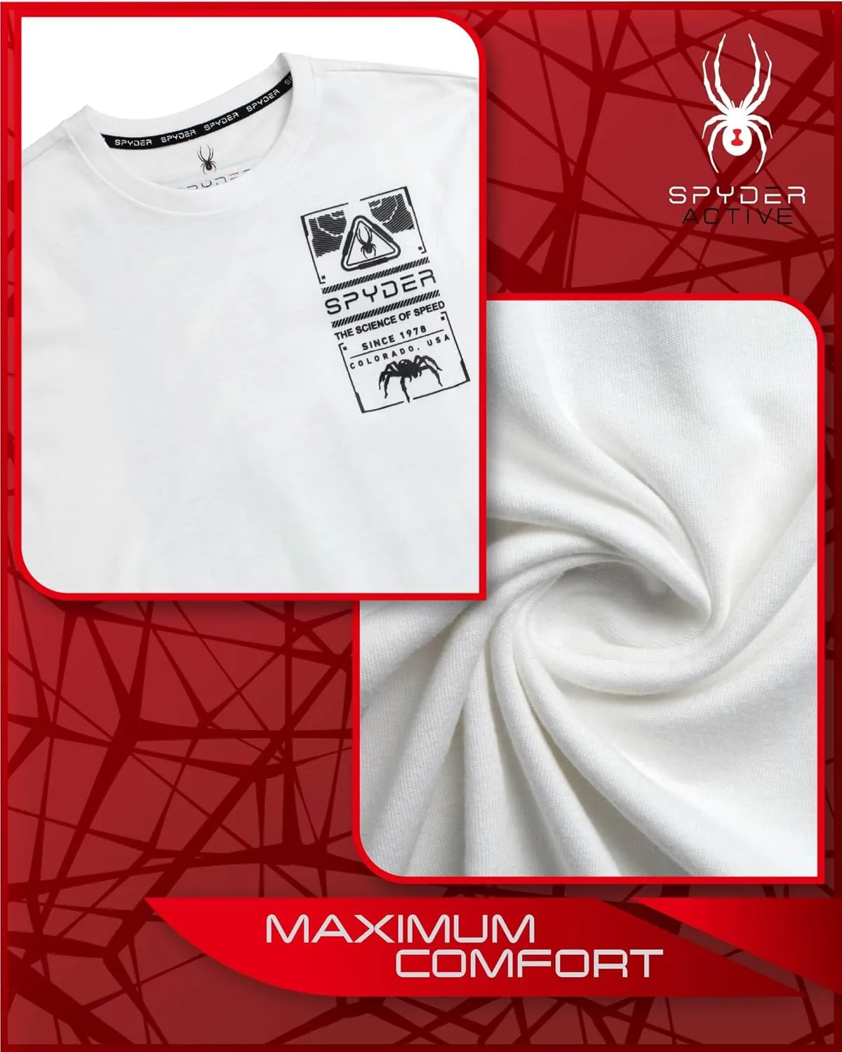Spyder Mens Graphic T-Shirts - Soft Cotton Blend Classic Crewneck Short Sleeve Shirts for Men, Casual Shirts for Daily Wear