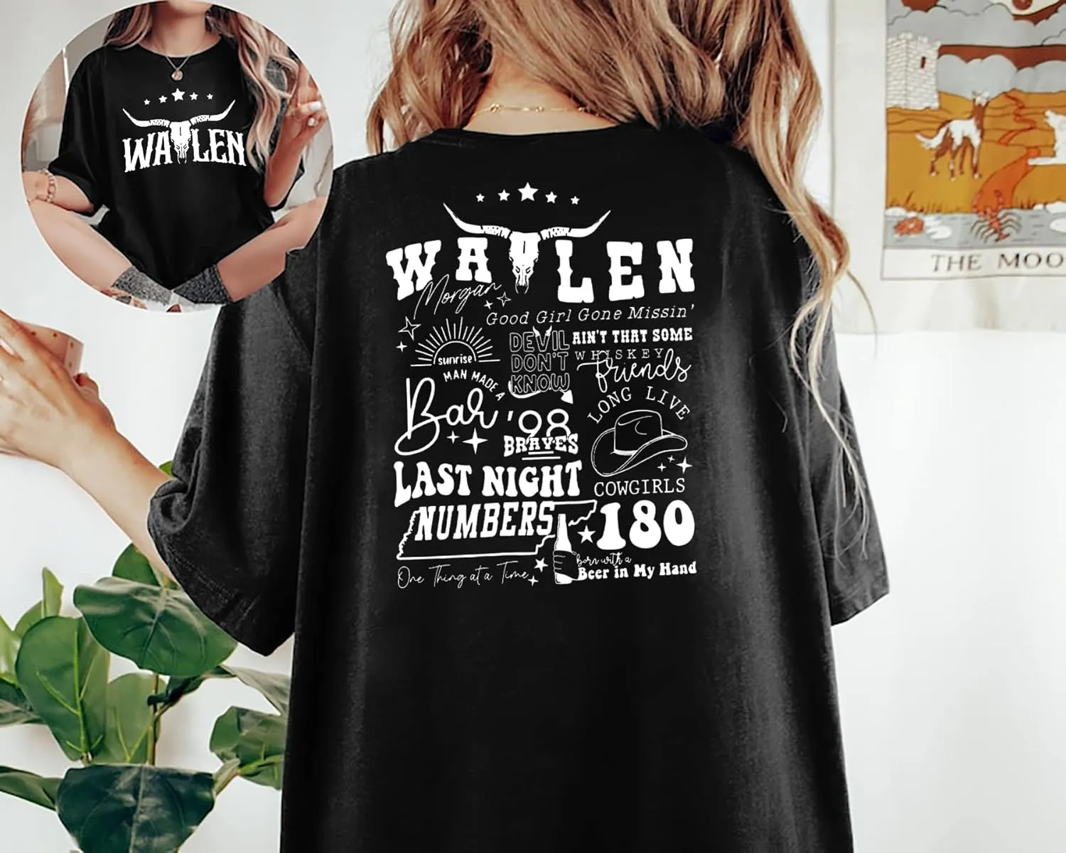Steer Skull Western Shirts for Women Nashville Outfits for Women Oversized Tees Country Music Tshirt