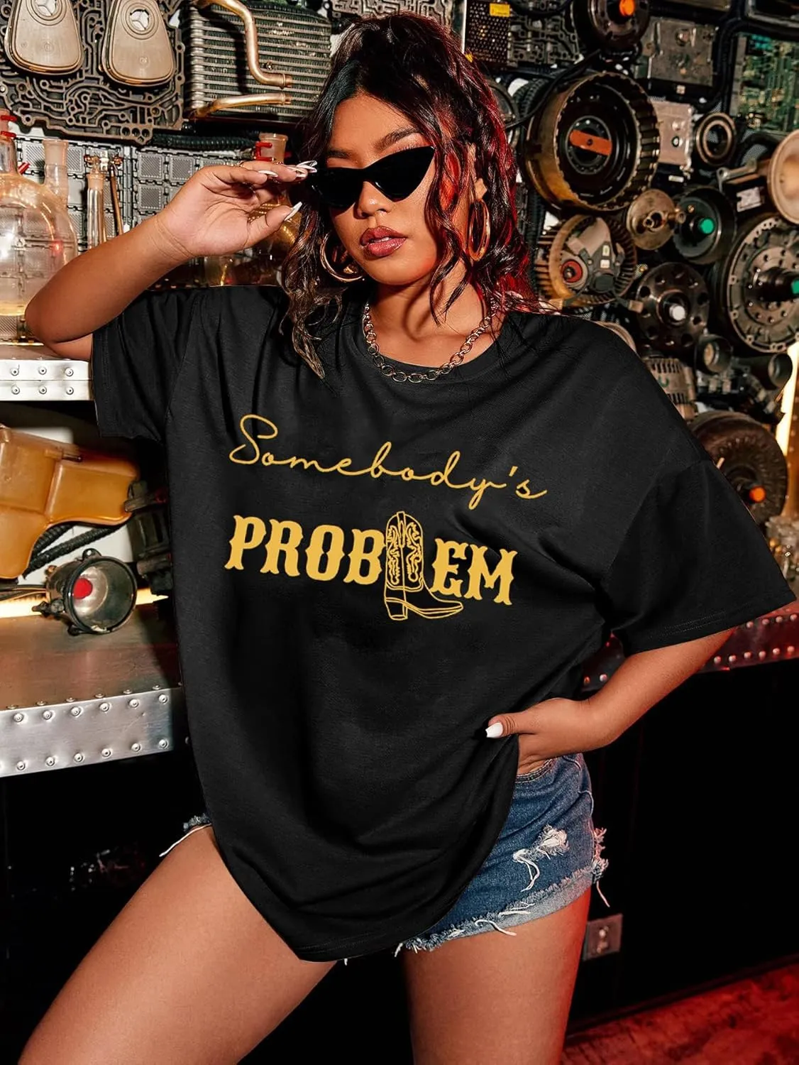 Steer Skull Western Shirts for Women Nashville Outfits for Women Oversized Tees Country Music Tshirt