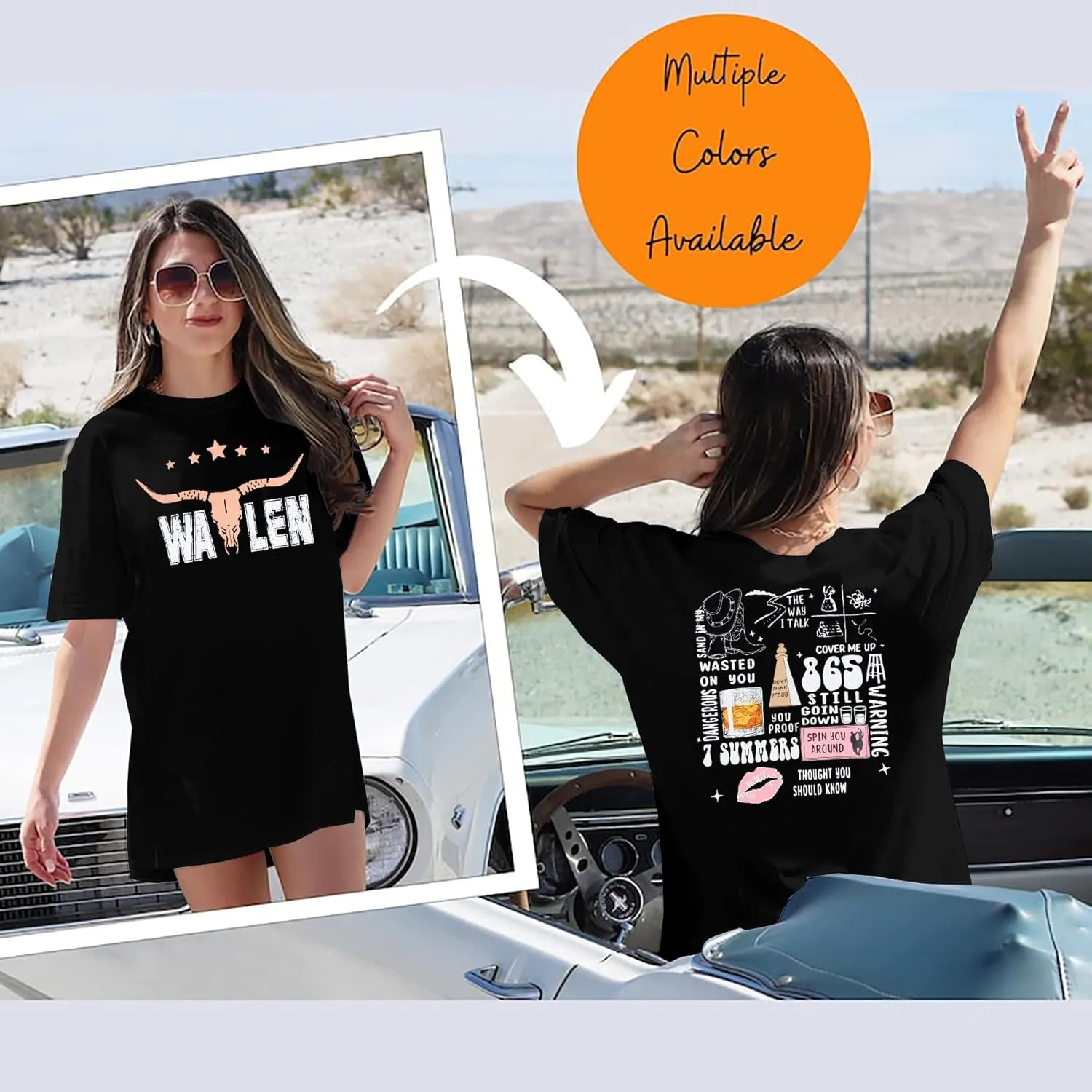 Steer Skull Western Shirts for Women Nashville Outfits for Women Oversized Tees Country Music Tshirt