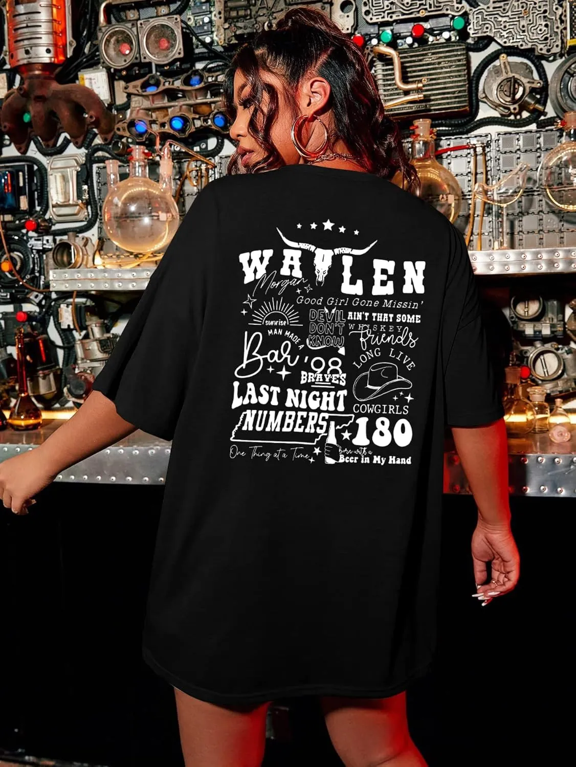 Steer Skull Western Shirts for Women Nashville Outfits for Women Oversized Tees Country Music Tshirt