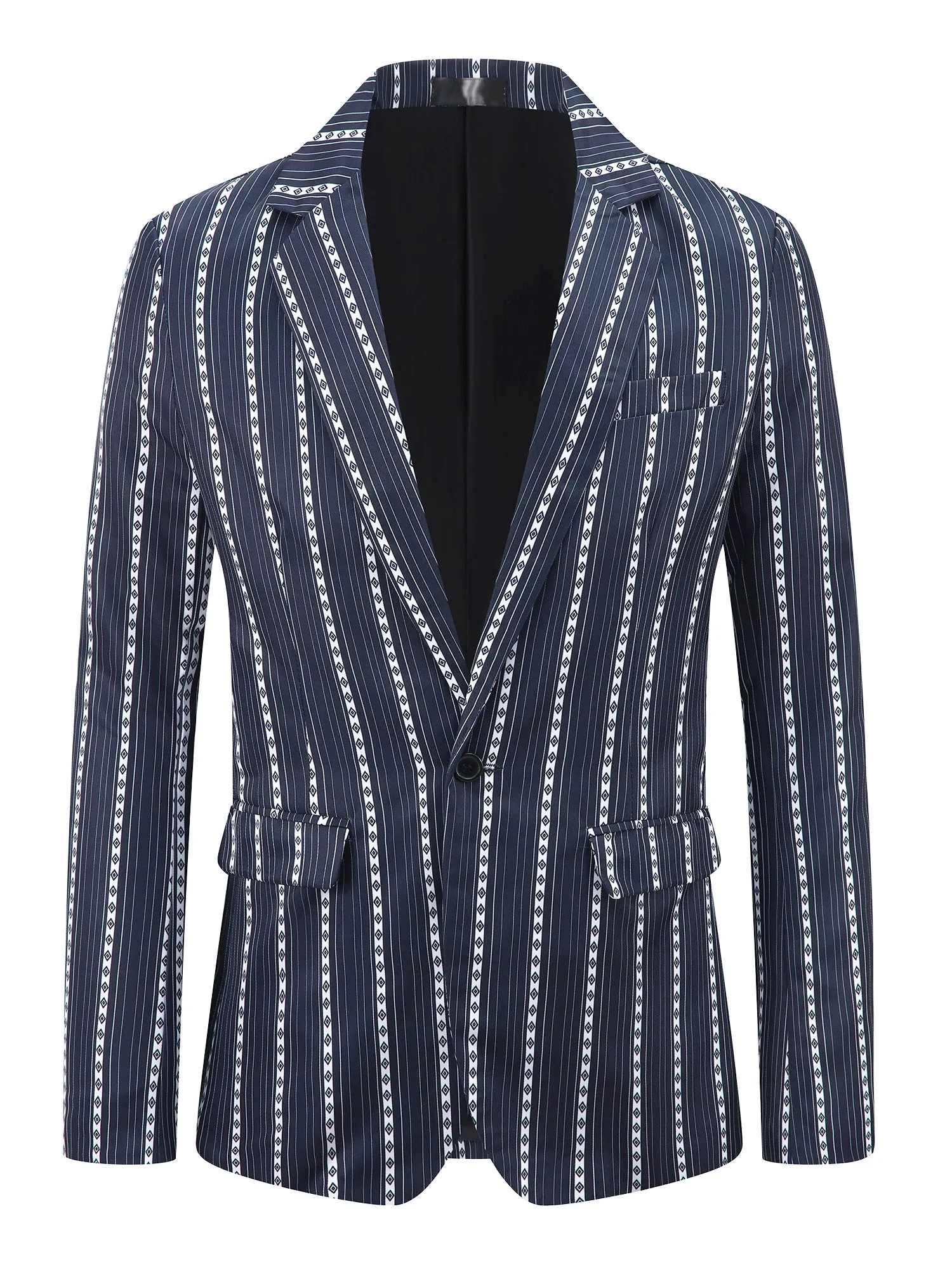 Striped Blazer for Men's Single Breasted Contrast Color Business Sports Coat