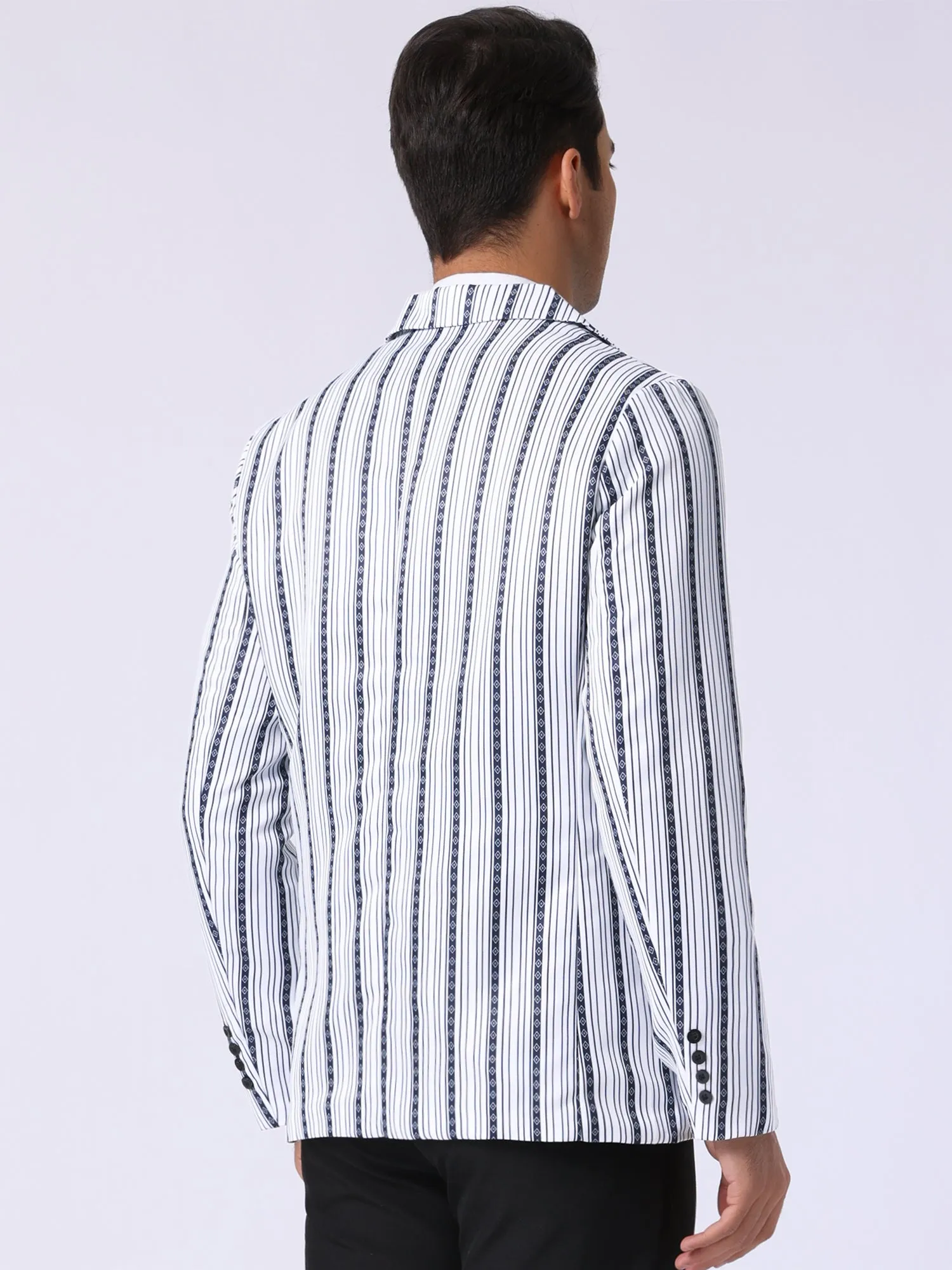 Striped Blazer for Men's Single Breasted Contrast Color Business Sports Coat