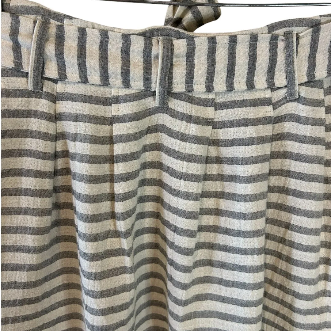 Striped Button-Front Skirt with Tie Waist