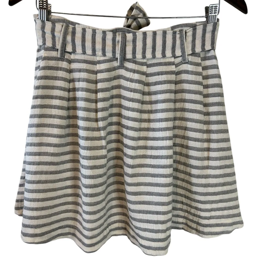 Striped Button-Front Skirt with Tie Waist