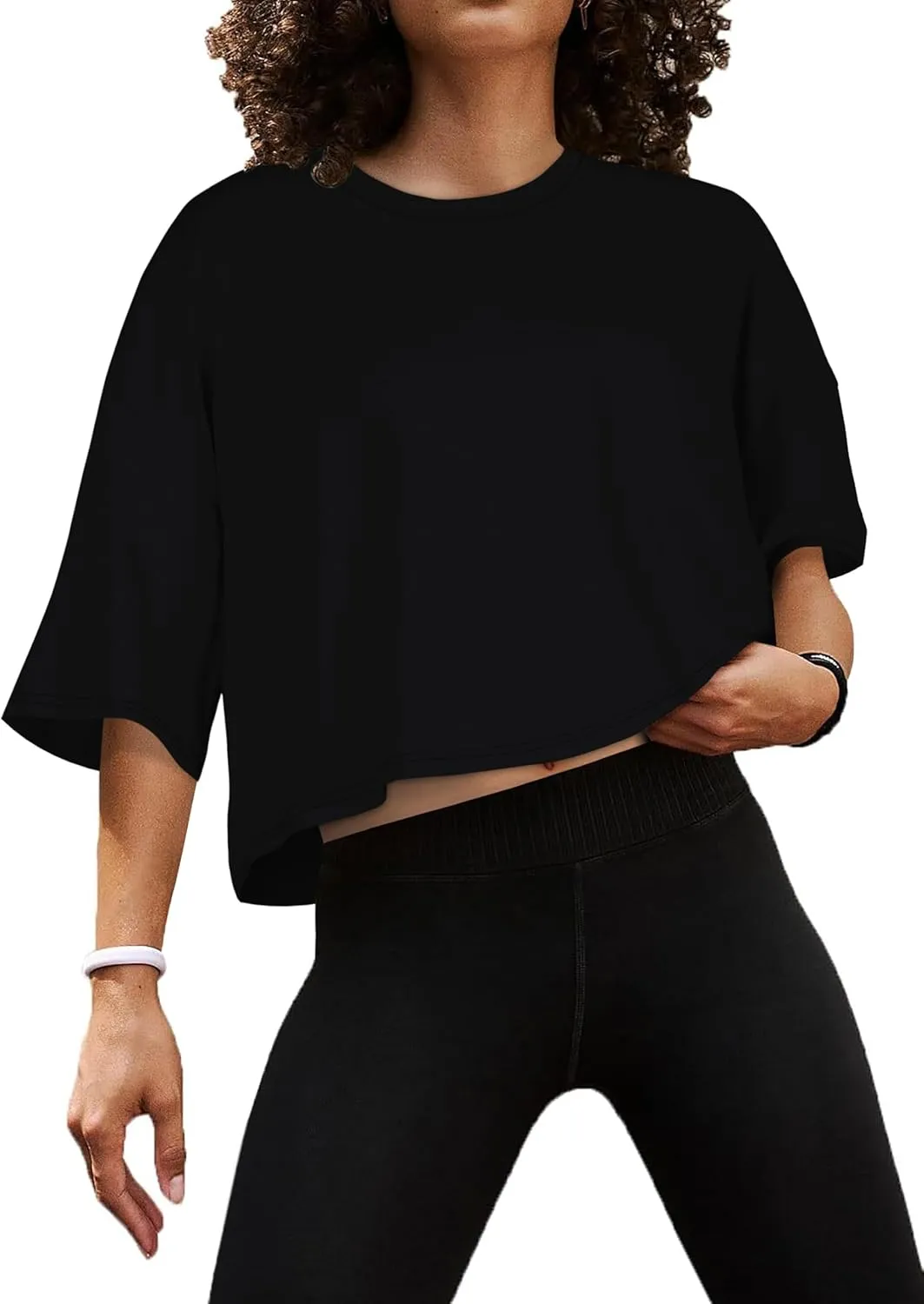 Summer Crop Tops for Womens Casual Half Sleeve Top Loose Fit Short Sleeve T Shirts Workout Oversized Tees