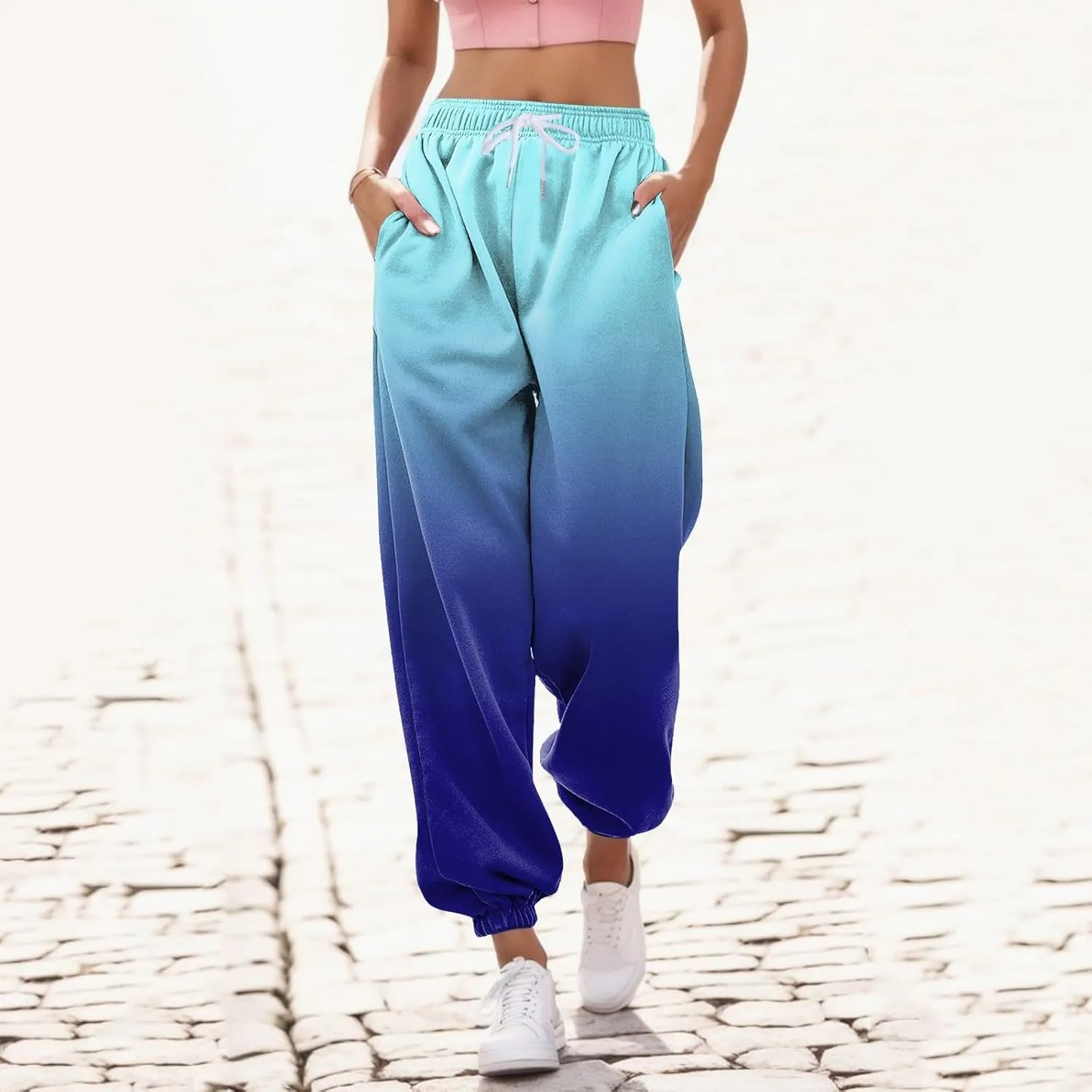 Summer Pants for Women 2024 Trendy Fashion Pants for Women Casual Gradient Print Bottom Plus Size Women's