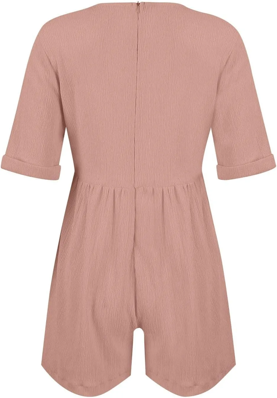 Summer Short Rompers for Women 2024 Casual Loose Short Sleeve Romper V Neck Cotton Linen Shorts Jumpsuit with Pockets