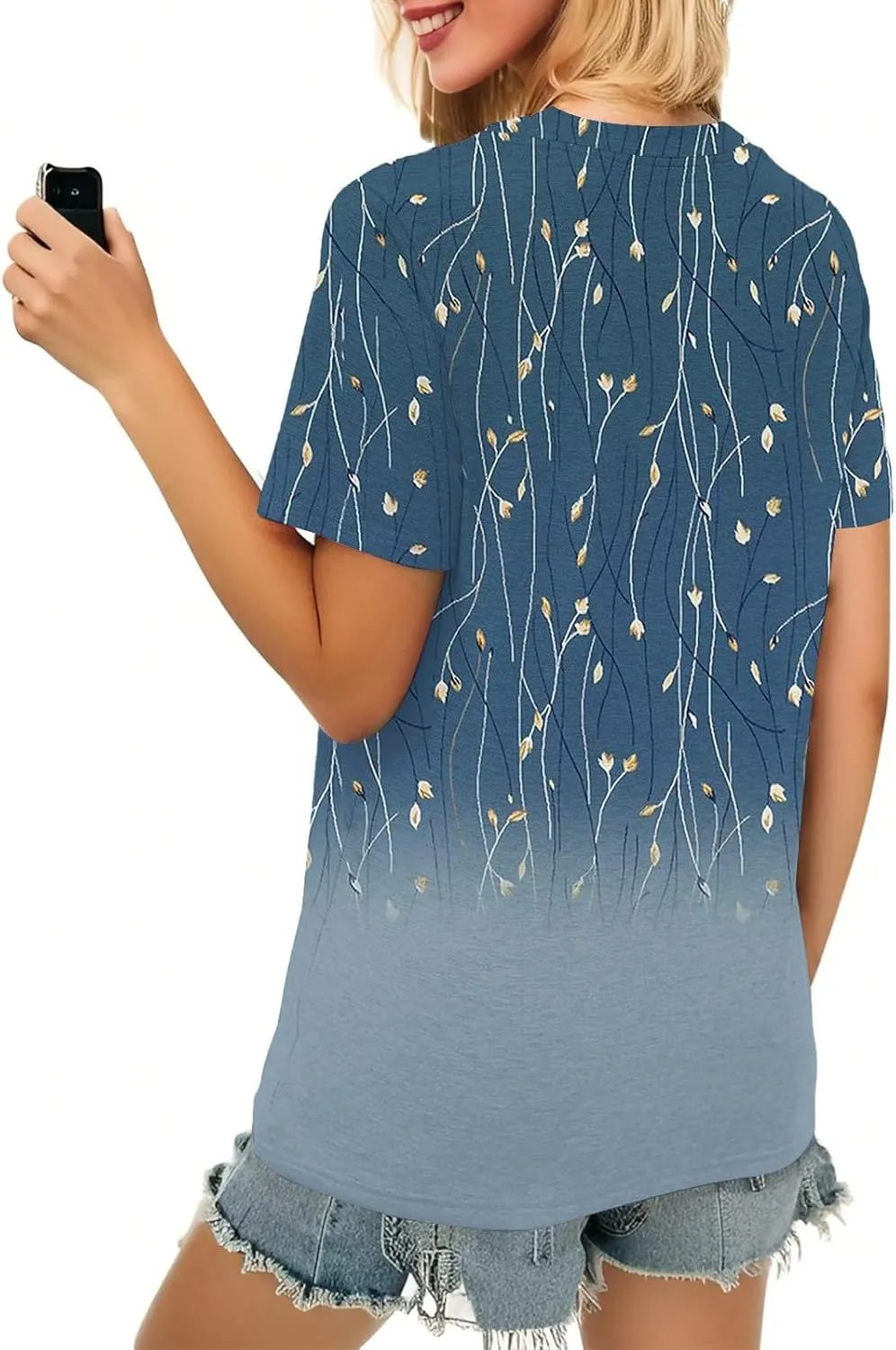 Summer Tops for Womens 2025 Short Sleeve T-Shirts Trendy Fashion Clothes V Neck Tshirts Ladies Casual Blouses