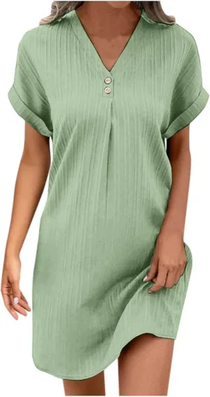 Sundresses for Women Summer Short Sleeve Comfy Travel Dresses Beach Wear Prom Maxi Trendy Spring Vacation Clothes 2025